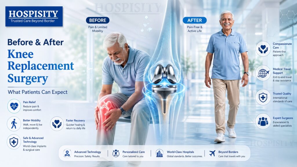 Knee replacement surgery - before and after